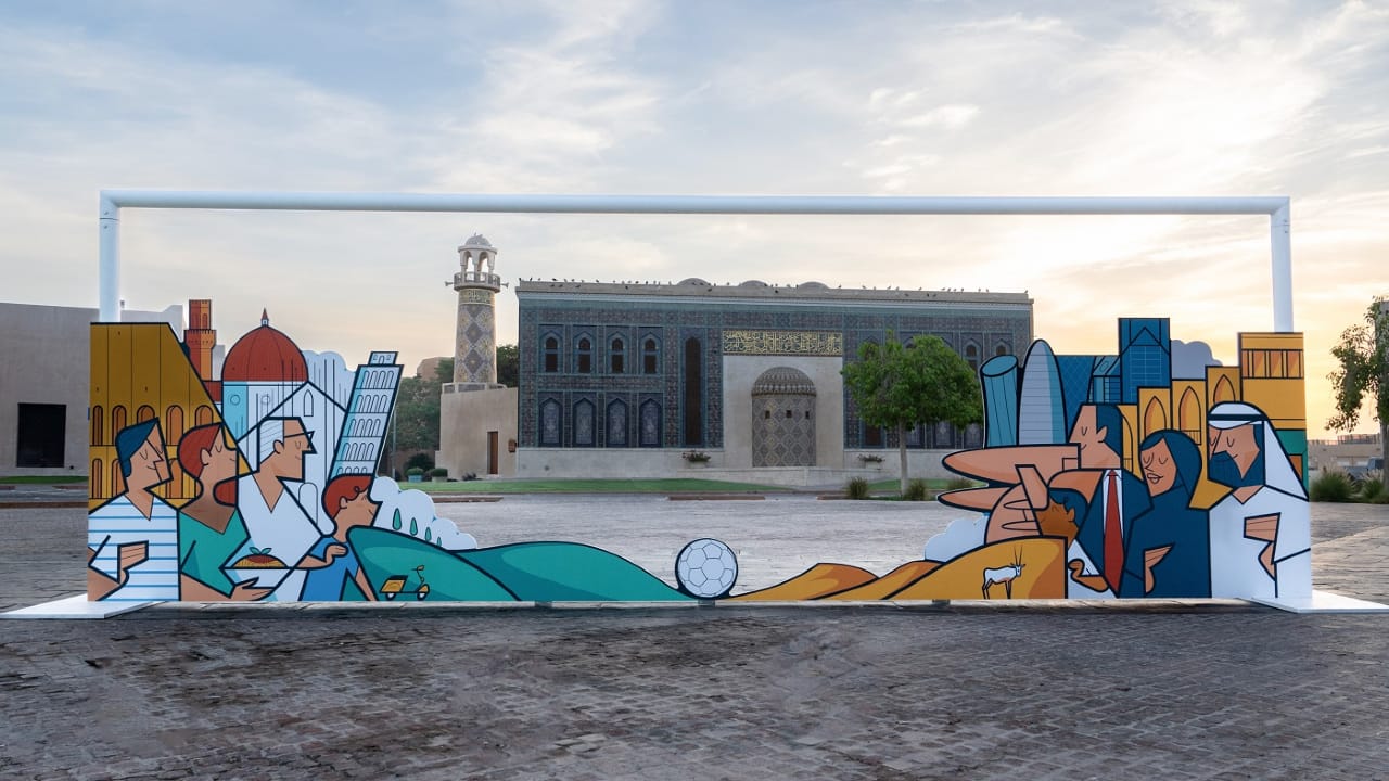 Symmetry: Italy goalpost by Ale Giorgini at Katara Cultural Village, Qatar.
