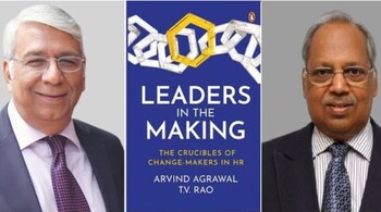 (from left) Arvind Agrawal, the book jacket, TV Rao.