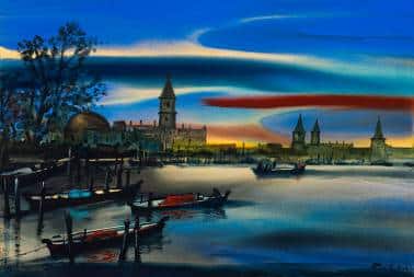 'Lagoon' (2012), a large watercolour, is based on the artist's visits to Venice. (Photo courtesy: Art Alive Gallery)