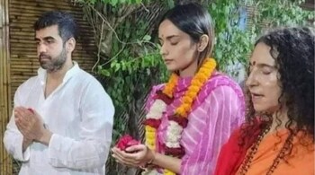 Nikhil Kamath and Manushi Chhillar in Rishikesh (Image: @beingbollywoodpoint/Instagram)