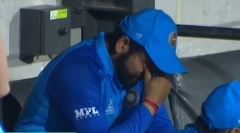 Rohit Sharma was seen almost in tears after India's loss to England in the T20 World Cup semi-final (Image credit: @SportyVishal/Twitter)