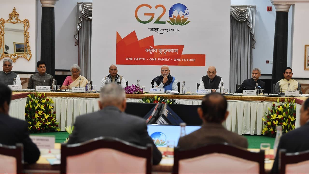 Home Minister Amit Shah, Defence Minister Rajnath Singh, Finance Minister Nirmala Sitharaman and External Affairs S Jaishankar were among the leaders present at the meeting. (Image: PIB) Home Minister Amit Shah, Defence Minister Rajnath Singh, Finance Minister Nirmala Sitharaman and External Affairs S Jaishankar were among the leaders present at the meeting. (Image: PIB)