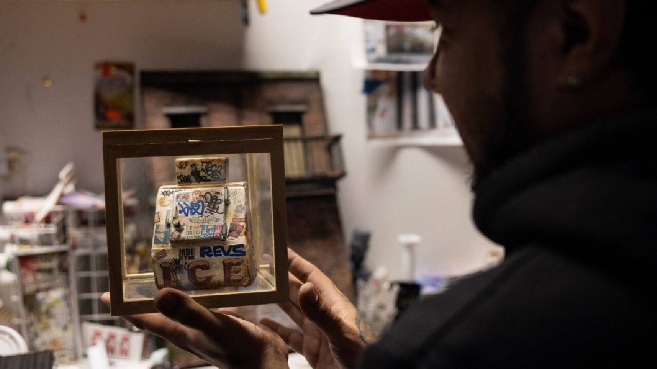 His repertoire also includes a classic ice-cream truck like the one in Spike Lee's 1989 film &quot;Do the Right Thing,&quot; its musical chimes guaranteed to bring young New Yorkers running. His work resonates with nostalgia, and he often incorporates tributes to mythical local rappers like Notorious B.I.G. and the Wu-Tang Clan. (Image: AFP)