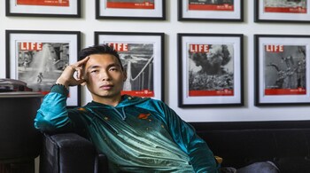 Justin Zhu, co-founder of Iterable Inc., at his home in San Francisco, California, U.S., on Saturday, April 24, 2021. Zhu and his co-founder poured their life savings into a new startup, Iterable, that created marketing campaigns and notifications that target customers in highly tailored ways, such as via email or text alerts telling customers the status of their food delivery orders.