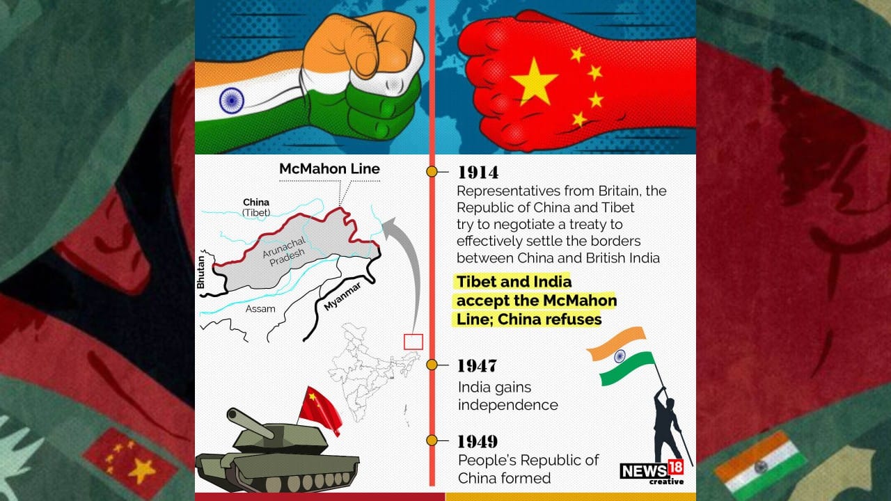 The Indo-China conflict stretches back to 1914 when representatives from Britain, the Republic of China and Tibet tried to negotiate a treaty to effectively settle the borders between China and British India. (Image: News18 Creative)