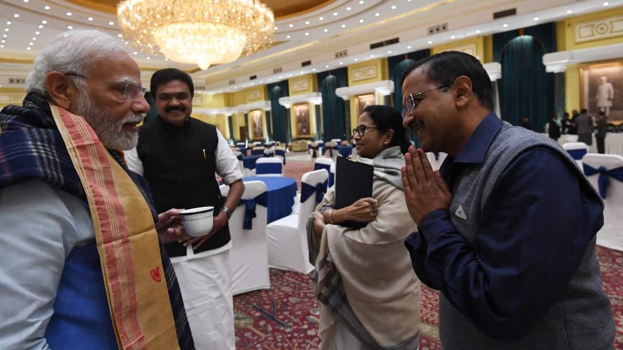 Photos l PM Modi chats with Arvind Kejriwal, Mamata Banerjee, and other  leaders at all-party meeting
