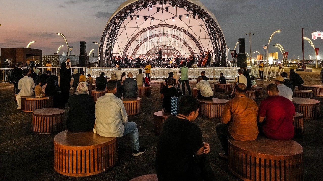 The Qatar Philharmonic Orchestra has been playing on the Corniche, a 7-kilometer (more than four-mile) crescent walkway around Doha Bay that stretches from the pyramid-shaped Sheraton Hotel at the northern end to the Museum of Islamic Art at the south. In between are parks, restaurants and cultural attractions along the waterfront promenade. (Image: AP)