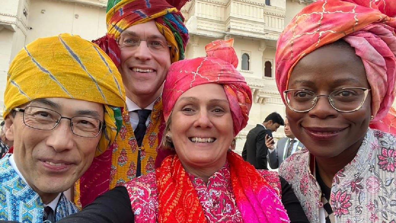 The Sherpas of Japan, UK, Australia and South Africa at Group 20 Sherpa meeting in Udaipur, Rajasthan. (Image: G20)