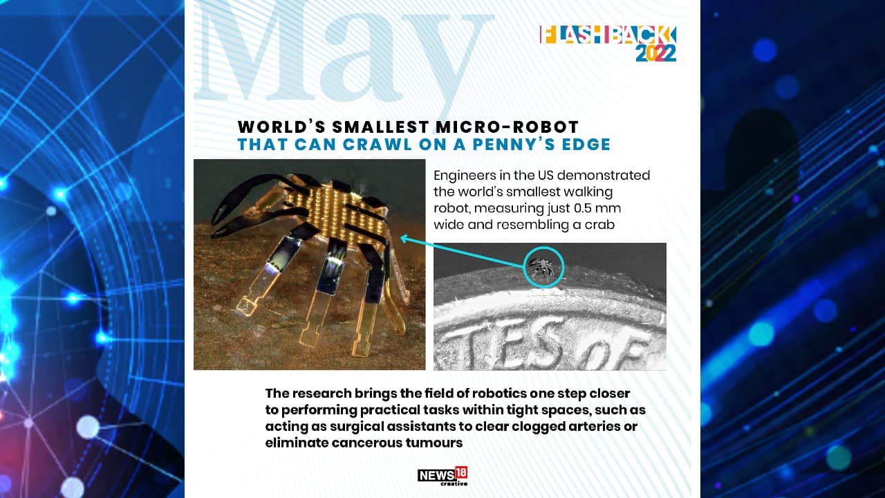 World’s smallest micro-robot that can crawl on a penny’s edge: Engineers in the US demonstrated the world’s smallest walking robot, measuring just 0.5 mm wide and resembling a crab. (Image: News18 Creative)
