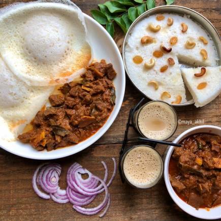 Appam and beef, and Vattayappam.
