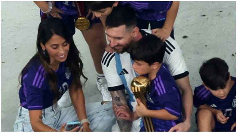 Watch: Lionel Messi celebrates historic World Cup victory with sons, wife