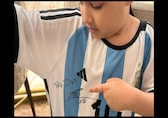 Lionel Messi gifts MS Dhoni's daughter signed Argentina jersey: 'Para Ziva'