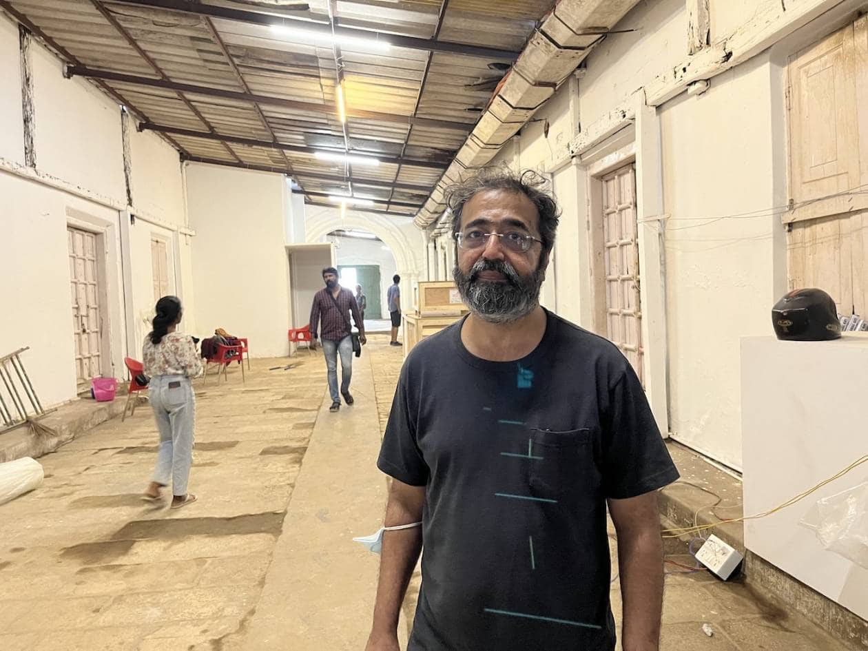 Noted filmmaker Amar Kanwar at the Anand Warehouse where his 2017 work, Such a Morning, portrays the human predicament today. (Photo: Faizal Khan)