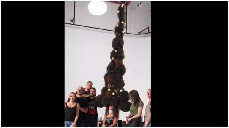 Hairstyle of over 9 feet is the world's highest. Watch its making