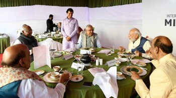 Prime Minister Narendra Modi at the millet special lunch held at the Parliament on Tuesday. (Image credit: @narendramodi/Twitter)