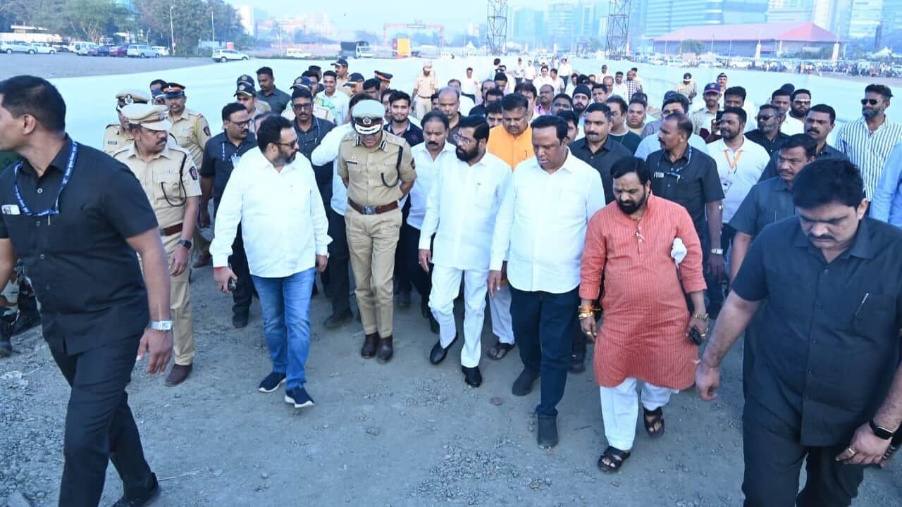 Maharashtra Chief Minister Eknath Shinde on January 18 visited the ground at BKC and reviewed the preparations for the meeting in the ground and instructed the officials ahead of Modi's visit to country's financial capital. (Image: Twitter @mieknathshinde)