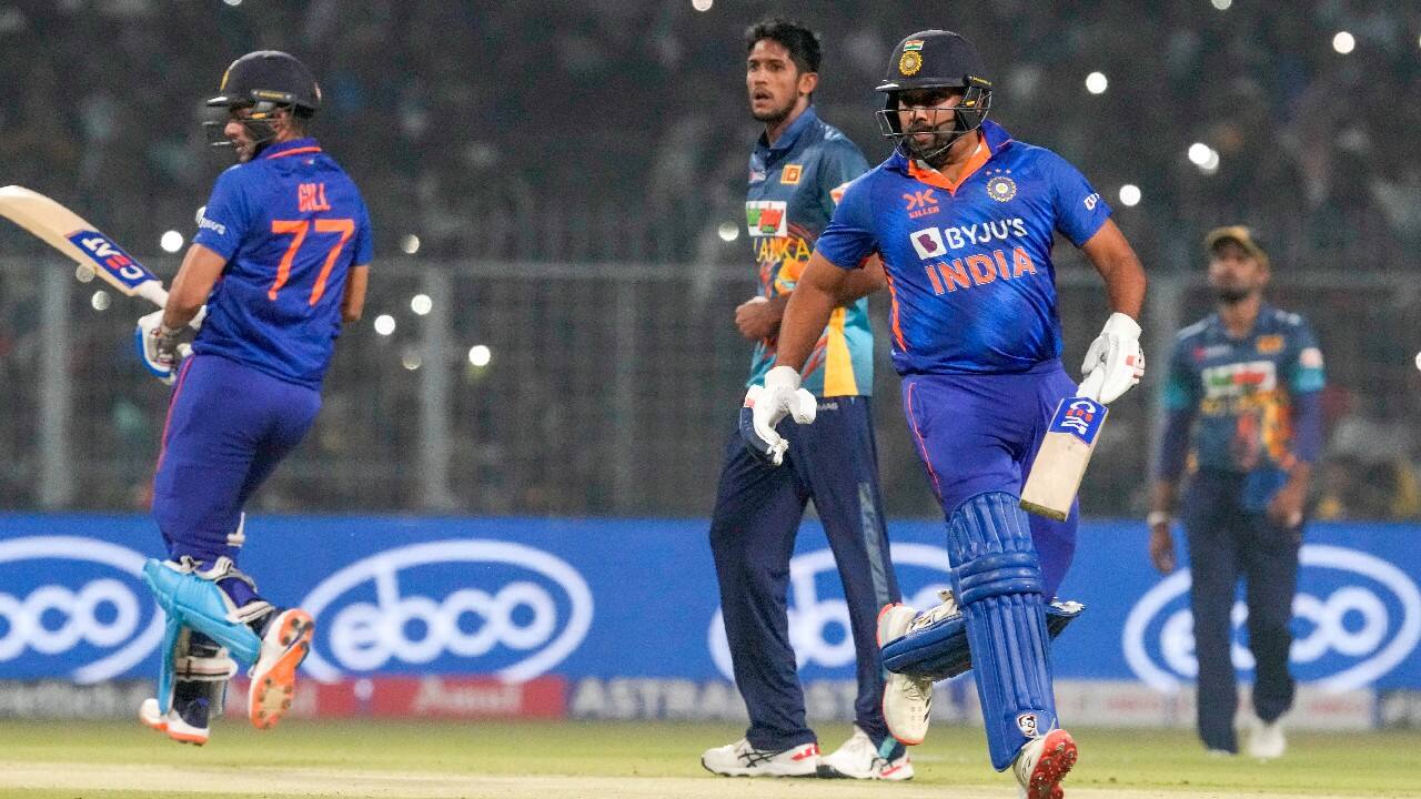 India made a horrible start to the chase when Sri Lanka's pacers exploited the dewy conditions. Rohit Sharma was caught behind for 17. Shubman Gill was out for 21 to Lahiru Kumara, who also bowled Virat Kohli for 4. (Image: AP)
