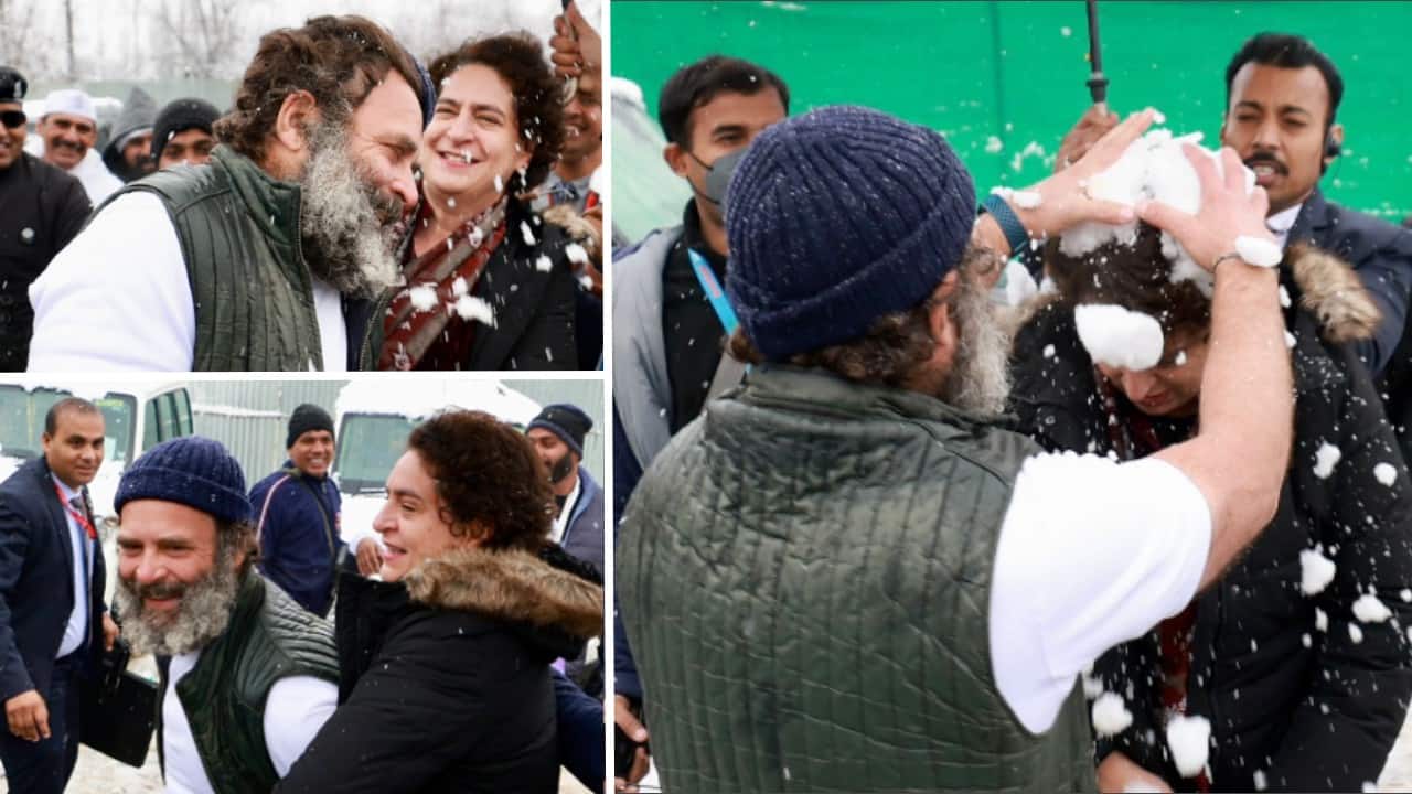 Srinagar had received heavy rain and snowfall on January 29 night. The Gandhi siblings were seen playing with snow at the Congress party headquarters on January 30. (Image: Congress)
