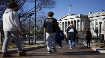 The US Treasury building in Washington DC. The Federal Reserve's preferred inflation measures eased in November while consumer spending stagnated, suggesting the central bank's interest-rate hikes are helping to cool both price pressures and broader demand, with more tightening on the way.