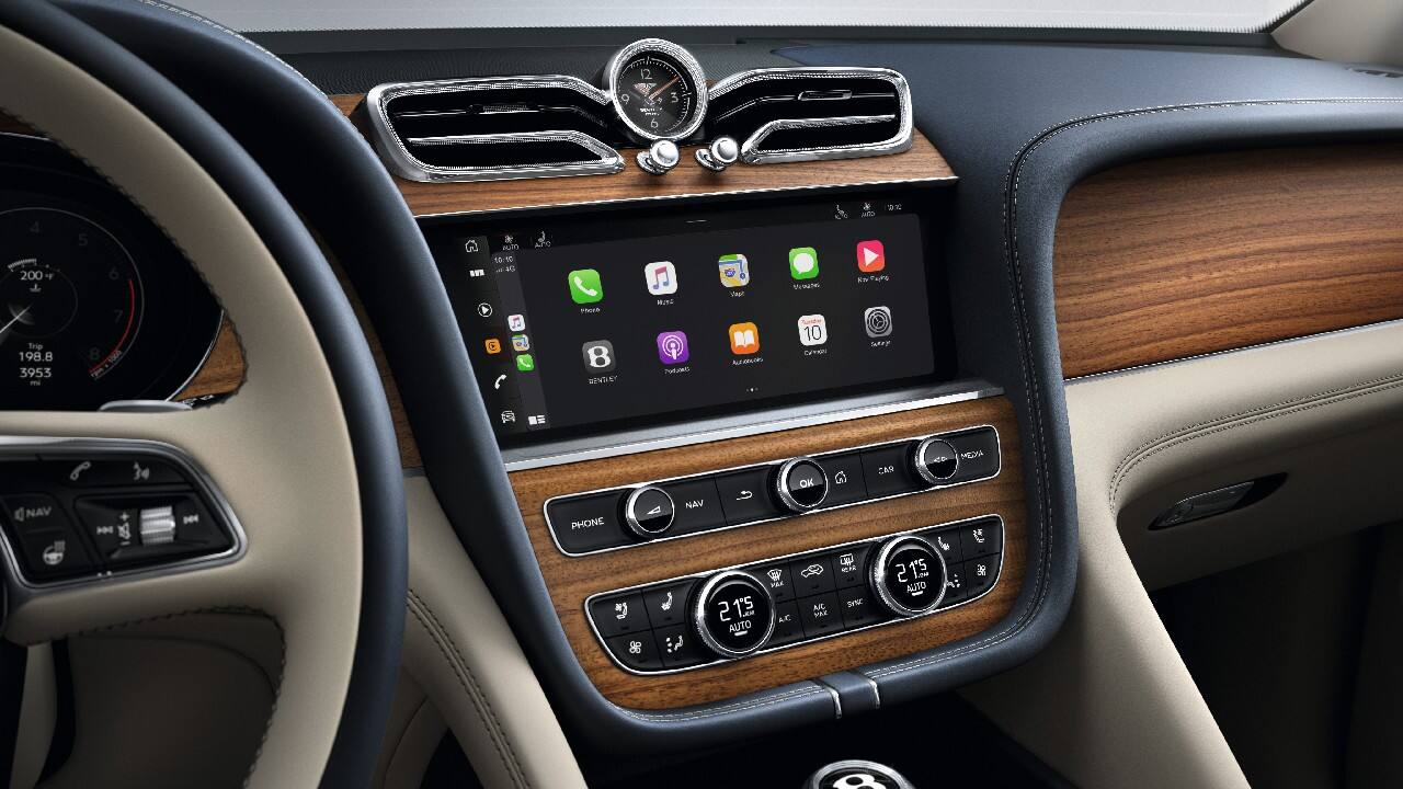 Inside, the SUV has My Bentley connected services, including a built-in Wi-Fi hotspot, Android Auto and Apple CarPlay (wired and wireless), Satellite maps, Real-time traffic information and Online radio. (Image: Bentley Motors)