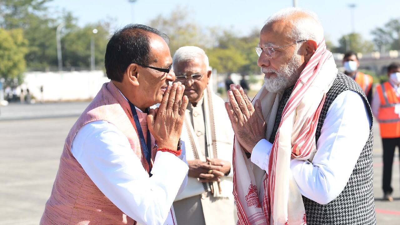 PM Modi arrived in Madhya Pradesh’s Indore city on January 9 to take part in the 17th edition of PBD convention. MP Governor Mangubhai Patel and Chief Minister Shivraj Singh Chouhan welcomed Modi on his arrival at the airport. (Image: PIB) (With inputs from agencies)