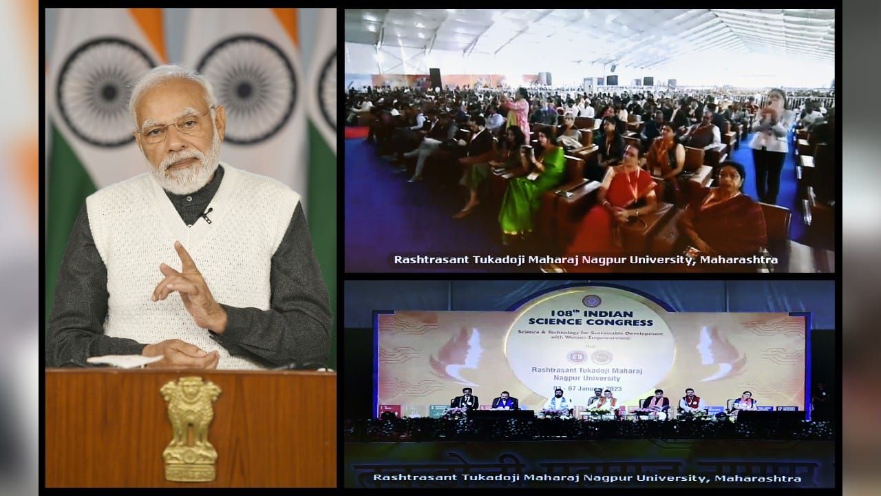 PM Modi underlined the importance of women's involvement in scientific research and that the increasing participation of women is a reflection of the progress of society and science. &quot;Today, the country's thinking is not that women should be empowered through science, but science should also be empowered with the participation of women.&quot; (Image: PIB)
