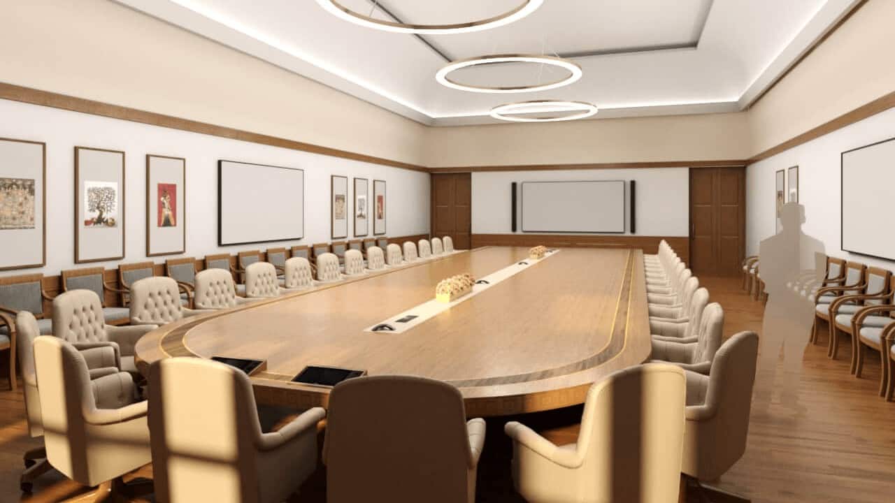 Latest Audio-Visual Systems | The new building will have large committee rooms, equipped with the latest audio-visual systems. It will house functional, purpose-designed spaces to facilitate and deliver higher efficiency. (Image: Central Vista) Latest Audio-Visual Systems | The new building will have large committee rooms, equipped with the latest audio-visual systems. It will house functional, purpose-designed spaces to facilitate and deliver higher efficiency. (Image: Central Vista)