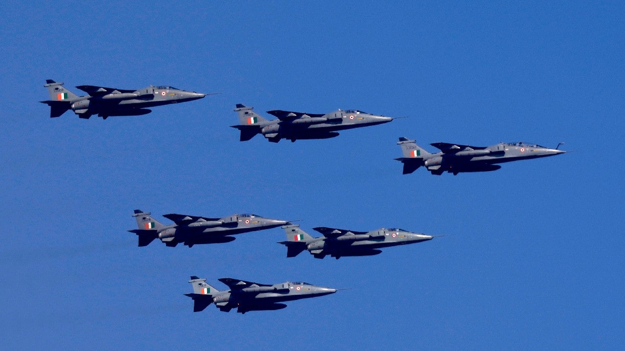 Indian fighter aircrafts Jaguars fly in a formation during Republic Day parade rehearsals, in New Delhi. (Image: AP)