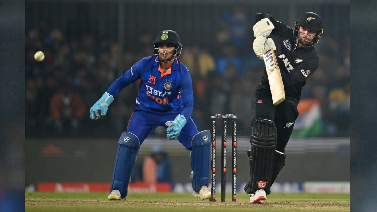The left-handed Conway fought hard as wickets fell at the other end as he raised his third ODI hundred with a six off leg-spinner Yuzvendra Chahal. (Image: AFP) The left-handed Conway fought hard as wickets fell at the other end as he raised his third ODI hundred with a six off leg-spinner Yuzvendra Chahal. (Image: AFP)