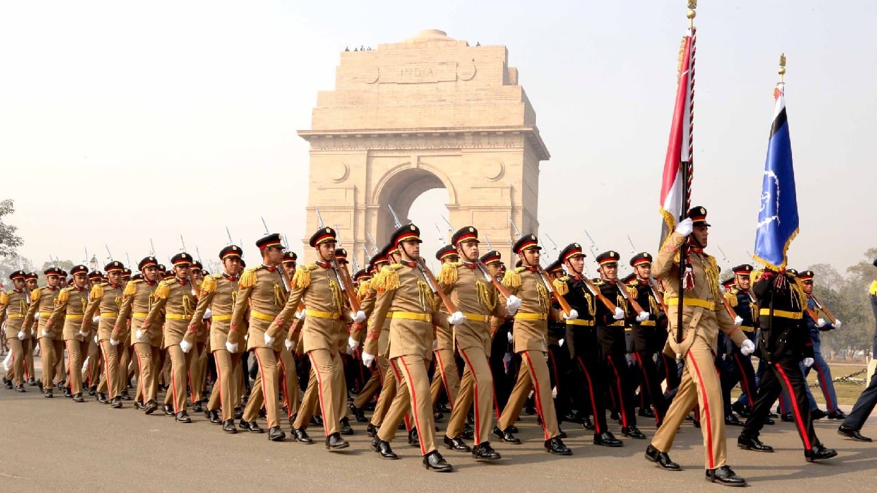 Egyptian military contingent participating in the Republic Day Parade 2023, at Kartavya Path this year. President of Egypt Abdel Fattah El –Sisi will be the special guest for the parade this year. (Image: Twitter @SpokespersonMoD)
