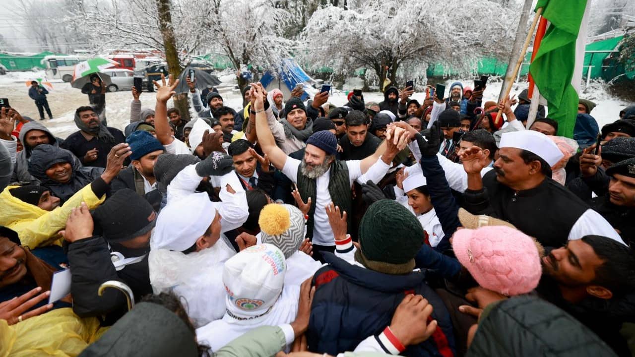 Gandhi said he decided to wear only T-shirts during the march after meeting three poor girls &quot;shivering in torn clothes&quot; in Madhya Pradesh. Hence he decided that he won't wear a sweater until he shivers, the Congress leaders said. (Image: Congress)