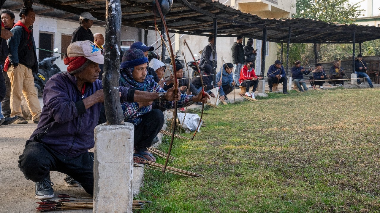 The ancient skill of archery thrives in Shillong, the capital of the northeastern Indian state of Meghalaya. Every day, behind a row of liquor shops and next to a motor garage, this event is held except on Sundays and state holidays. (Image: AP) The ancient skill of archery thrives in Shillong, the capital of the northeastern Indian state of Meghalaya. Every day, behind a row of liquor shops and next to a motor garage, this event is held except on Sundays and state holidays. (Image: AP)