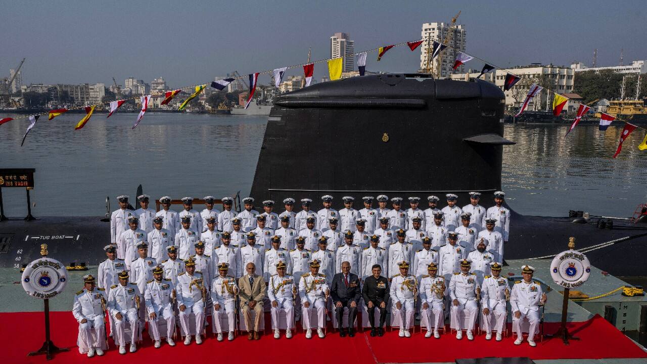 The commissioning of INS Vagir comes amid the increasing presence of the Chinese Navy in the Indian Ocean. Vagir has been built by the Mazagon Dock Shipbuilders Limited in Mumbai with technology transfer from France and will give boost to the force's prowess. (Image: AP)