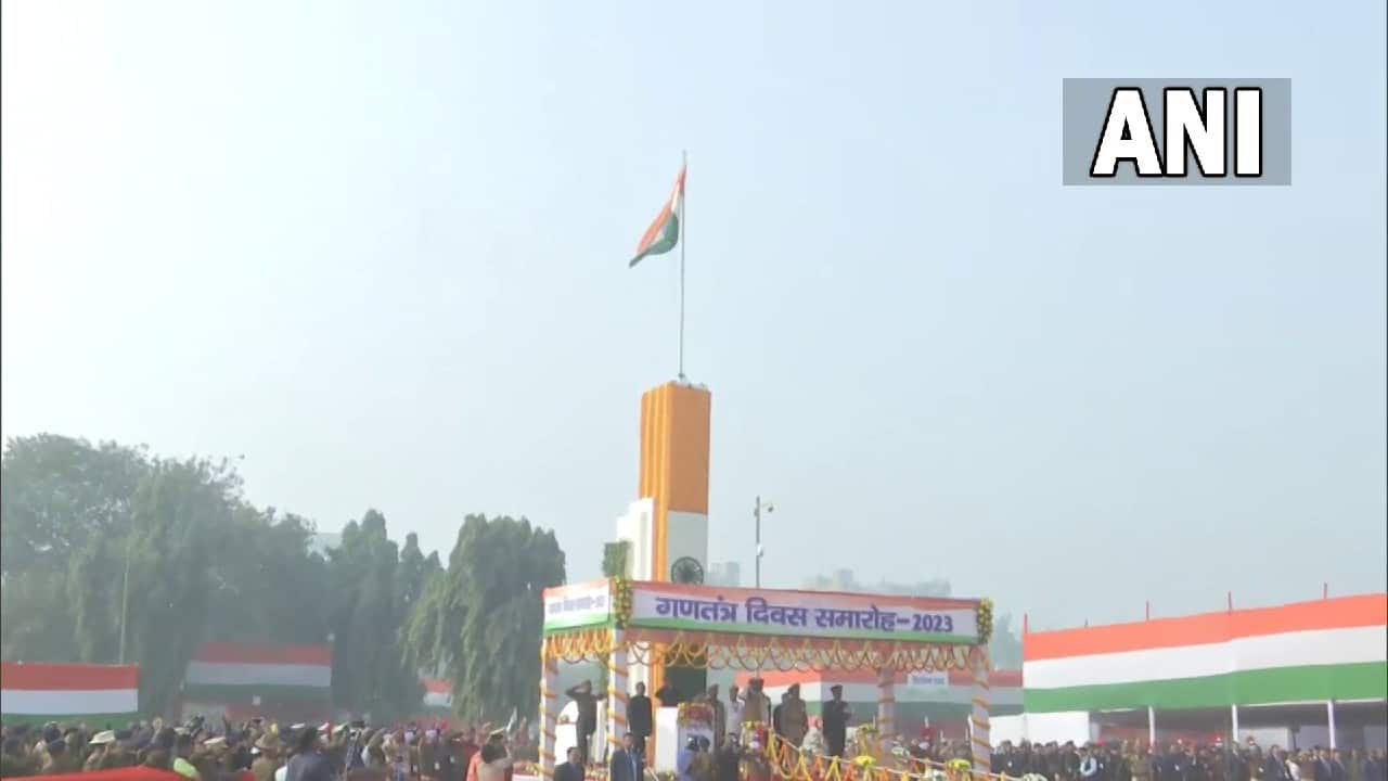 Bihar Governor Fagu Chauhan unfurls the National Flag on the occasion of the 74th Republic Day.