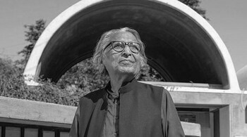 B.V. Doshi trained with Corbusier in London after studying at the Sir JJ School of Architecture in Mumbai. (Image via Twitter)