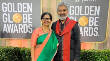 SS Rajamouli at the 80th annual Golden Globe Awards at the Beverly Hilton Hotel on Wednesday. (Image credit: @ssrajamouli/Twitter)