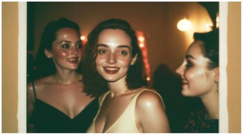 One of the Midjourney photos featuring three "women" at a house party. (Image: mileszim/Twitter)