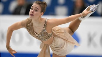 Georgia's Anastasiia Gubanova performs during the Women's Free Skating event of the ISU European Figure Skating Championships in Espoo, Finland.