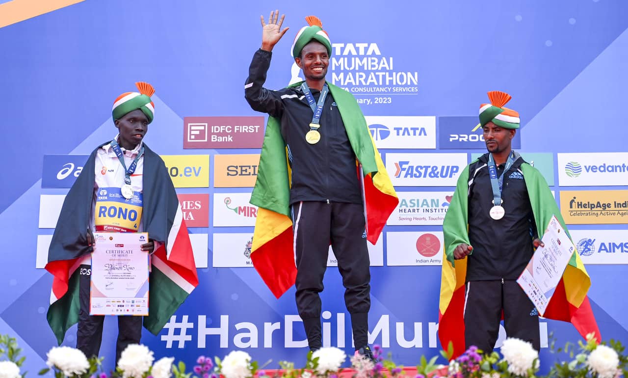 Winners of Tata Mumbai Marathon 2023. Photos by Emmanuel Yogini for Moneycontrol