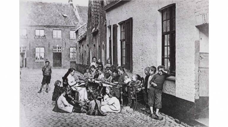 The medieval city of Brugge in Belgium is famed for its chocolates, lace and cobblestone streets. (Photo dated to around 1898, via Wikimedia Commons) The medieval city of Brugge in Belgium is famed for its chocolates, lace and cobblestone streets. (Photo dated to around 1898, via Wikimedia Commons)