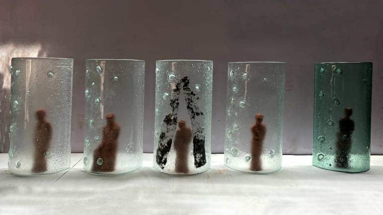 M. Sashidharan's Sacred Fragile, in kiln-formed float glass terracotta.