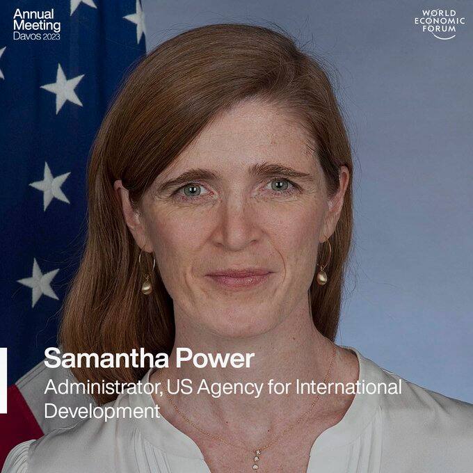 American Journalist Samantha Power will be attending the Annual Meet where she hopes to deepen the partnership of USAID across the private sector to help unlock solutions to the world’s most pressing challenges. Image Credits: Twitter/@wef