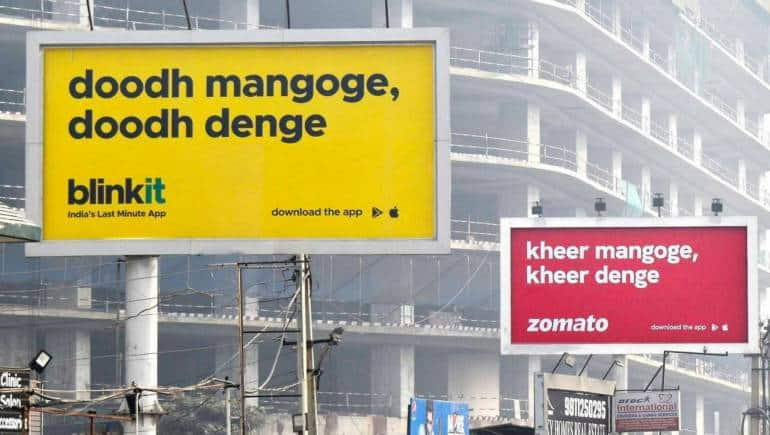 A Zomato And Blinkit Collaboration On Billboards: ‘Doodh Mangoge…’