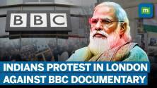 Indian Diaspora Protest Outside BBC Office in London Against PM Modi Documentary