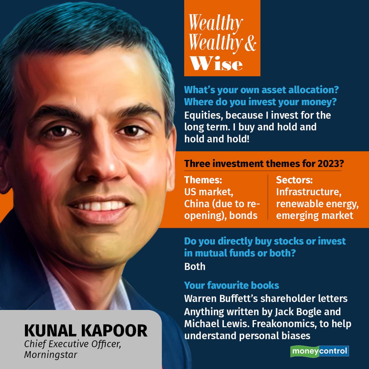 Kunal Kapoor, CEO of Morningstar invests a small portion of his portfolio in India through an ETF focussed towards India and also through emerging market and global funds that invest in India