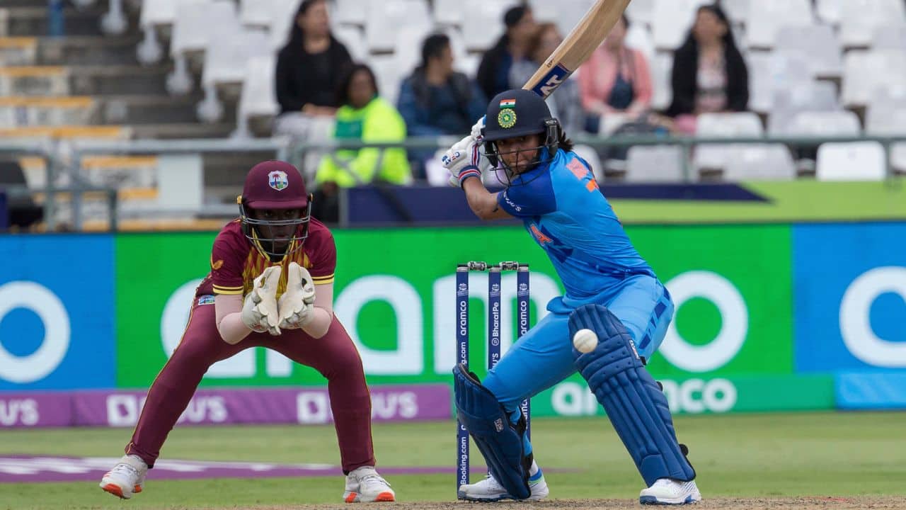 Kaur was out just before the end, leaving Ghosh to smack a short ball through square leg for four for the winning runs. India made 119-4. (Image: AP)