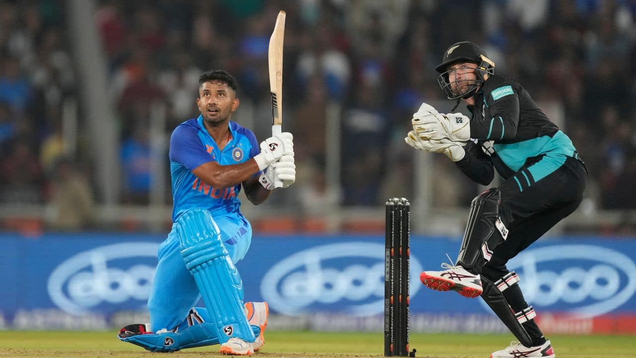 Tripathi and Gill added 80 off 42 balls for the second wicket, as the latter reached 50 off 35 balls. (Image: AP) Tripathi and Gill added 80 off 42 balls for the second wicket, as the latter reached 50 off 35 balls. (Image: AP)