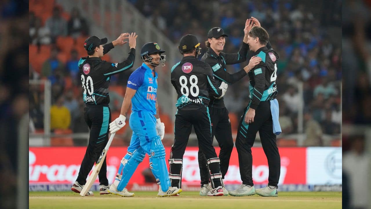 Batting first, India lost Ishan Kishan (1) to spin but Rahul Tripathi smacked 44 off 22 balls, including four fours and three sixes, to set the tempo for India in its biggest T20 win (by runs). (Image: AP) Batting first, India lost Ishan Kishan (1) to spin but Rahul Tripathi smacked 44 off 22 balls, including four fours and three sixes, to set the tempo for India in its biggest T20 win (by runs). (Image: AP)