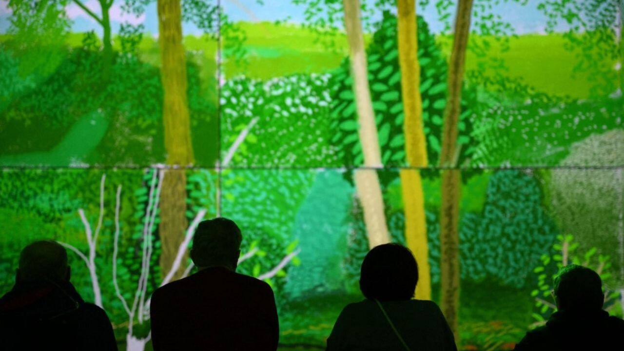 The exhibit grew out of an email Slaney sent Hockney back in 2019 suggesting a collaboration. "Maybe we thought we'd get some interviews and a little bit of time. In fact we've been back and forth to his house in Normandy over the past three years... and he's been in the room with us for the last three months every day," he said. (Source: AFP)