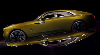 A Rolls-Royce Spectre, their first fully electric car, is displayed during an unveiling at the company's Goodwood headquarters near Chichester, southwest England, on October 17, 2022.  Photographer: Adrian Dennis/AFP/Getty Images